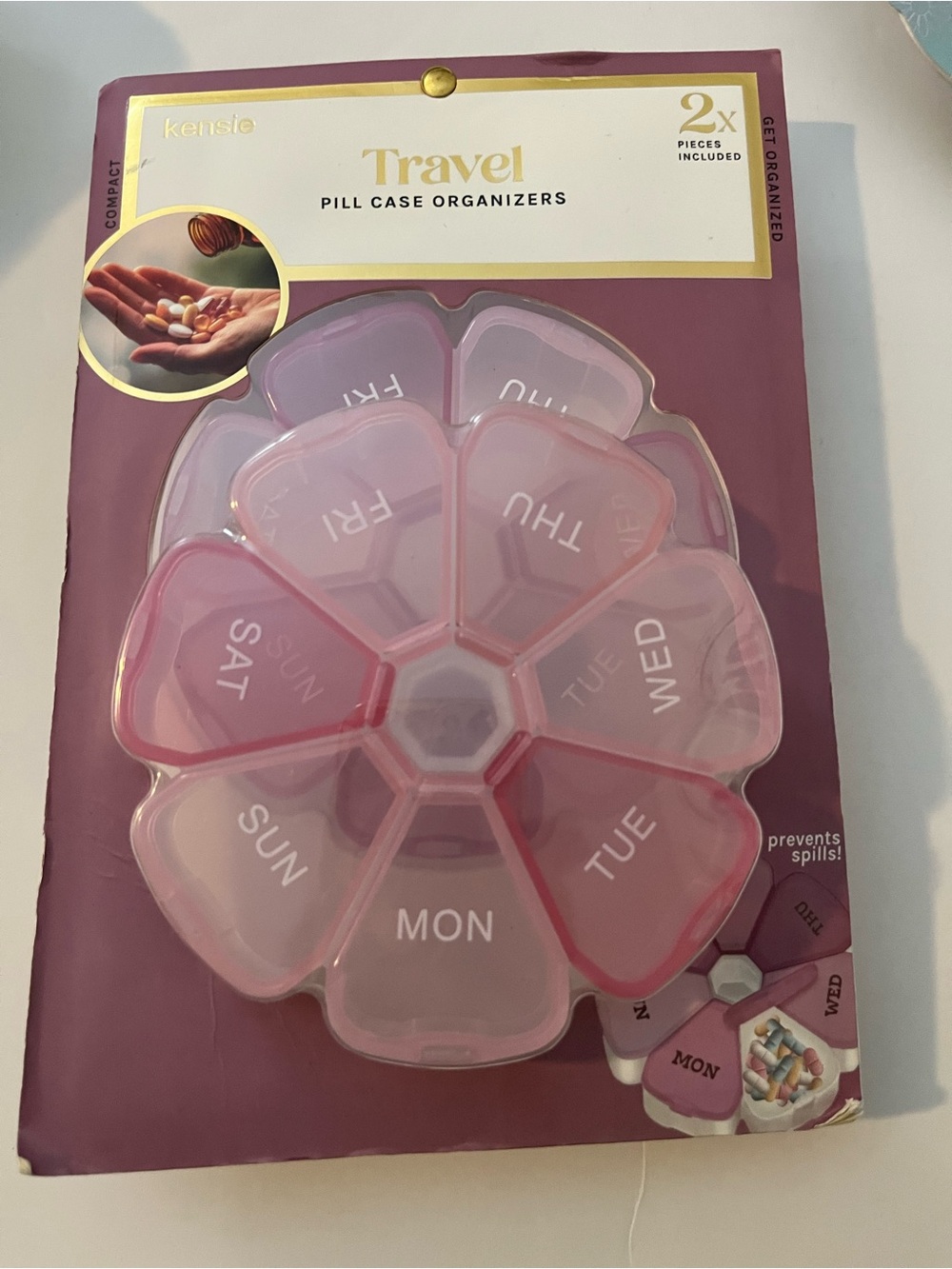 kensie Pink Travel Pill Case Organizer - 2 Pack